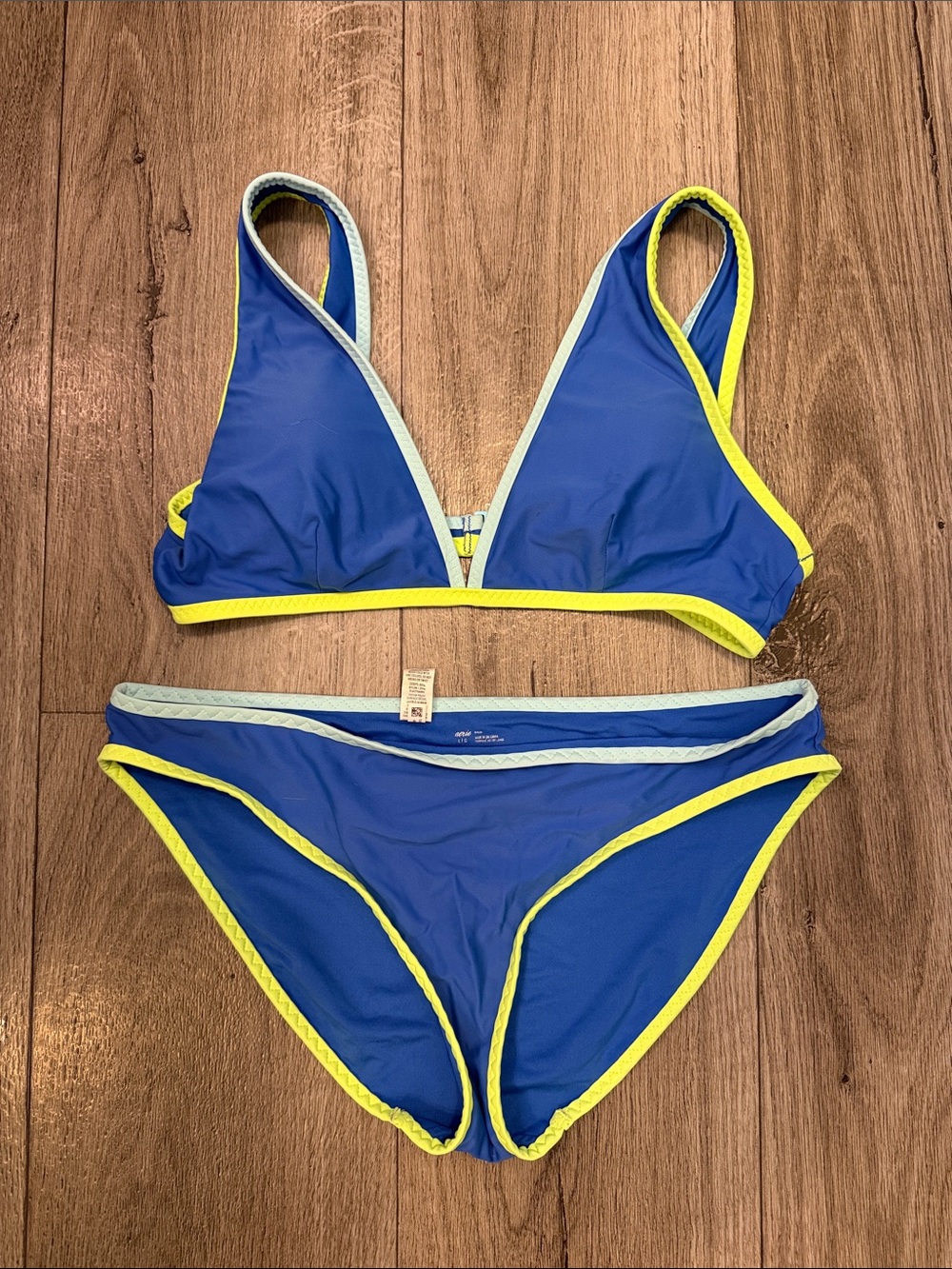 Blue & Yellow Triangle Bikini Set - Women Swim